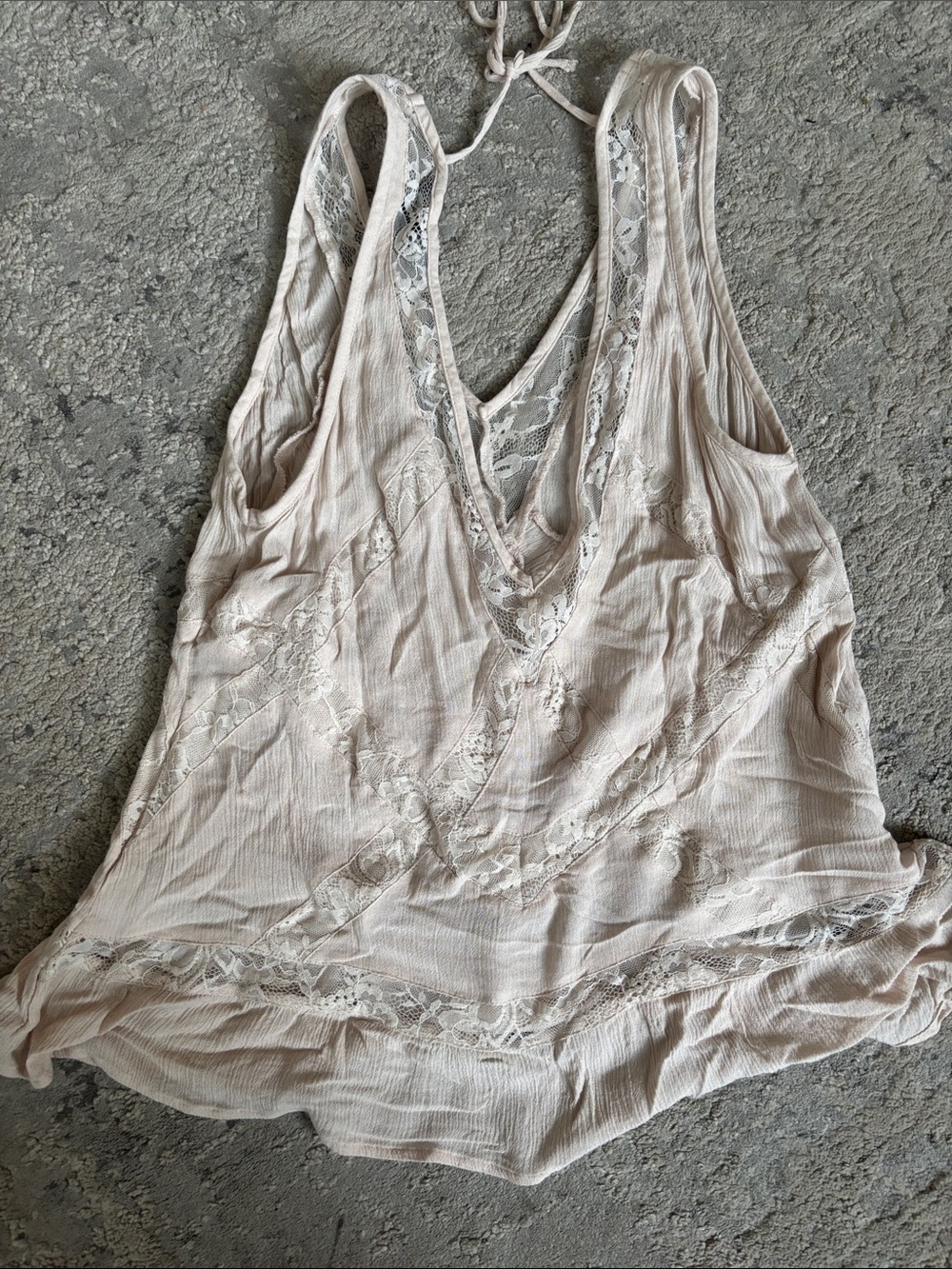 American Eagle Outfitters Blush Lace-Trim V-Neck Tank - Picture 3 of 3
